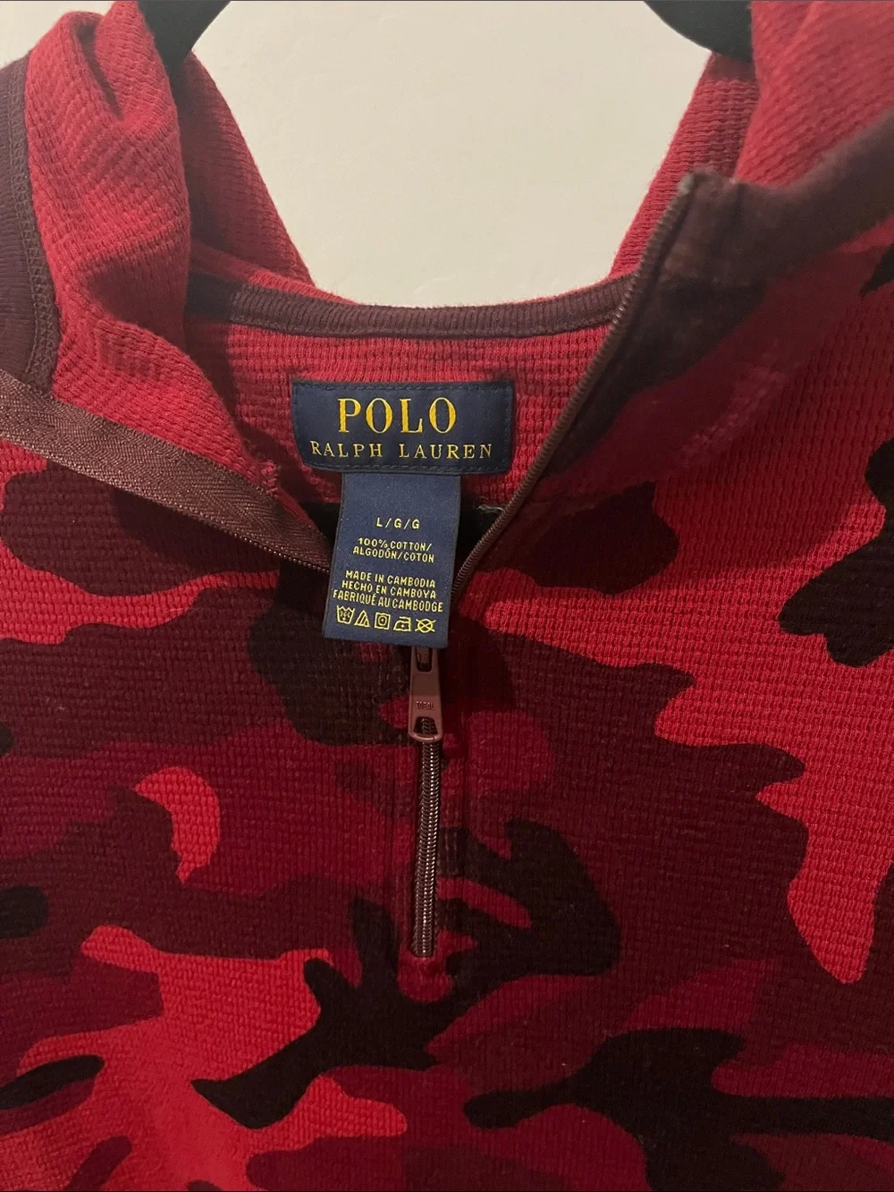 Polo by Ralph Lauren Red & Burgundy Camo Half-Zip Hoodie